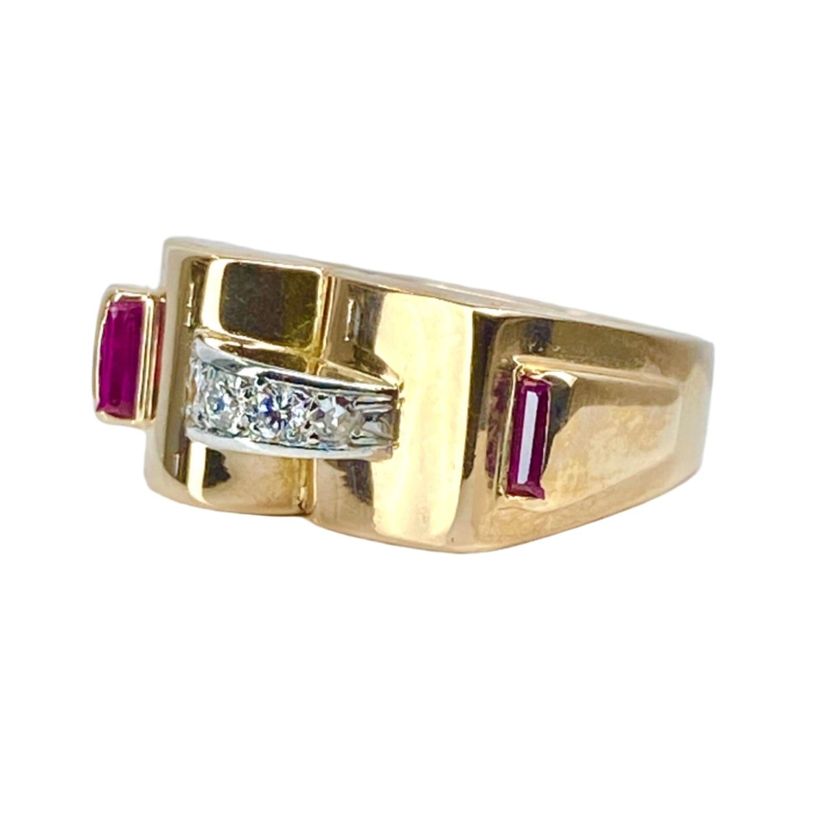 Bague Tank en or jaune et diamants - Castafiore