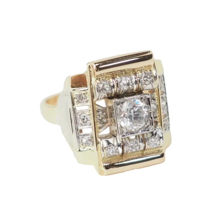 Bague Tank en or jaune et diamants - Castafiore