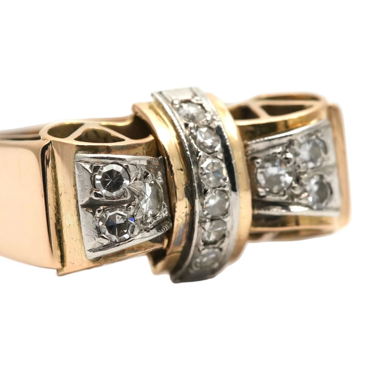 Bague Tank en or jaune et diamants - Castafiore