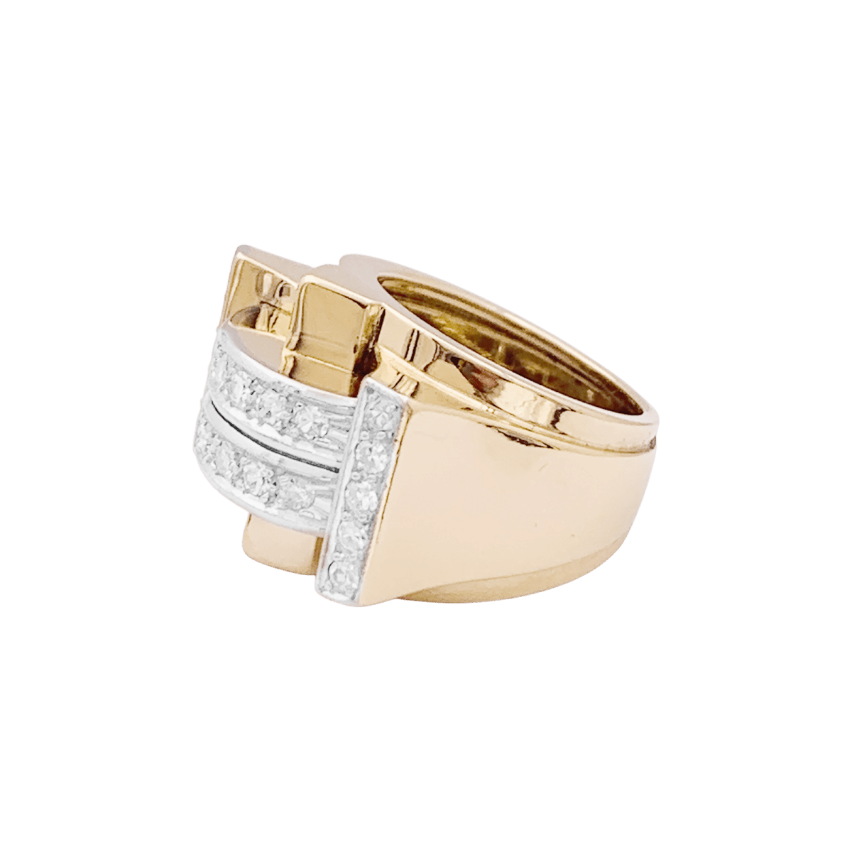 Bague Tank en or jaune et diamants - Castafiore