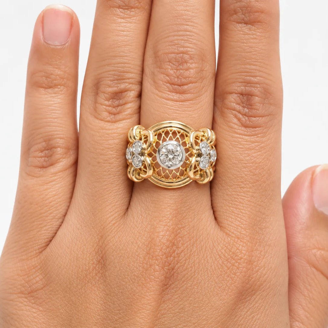 Bague Tank en or jaune et diamants - Castafiore