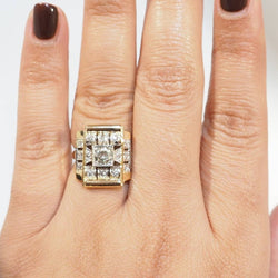 Bague Tank en or jaune et diamants - Castafiore