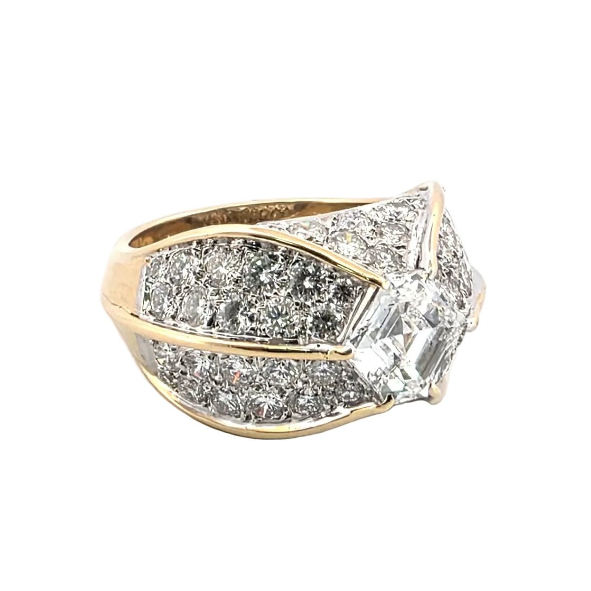 Bague Tank en or jaune et diamants - Castafiore