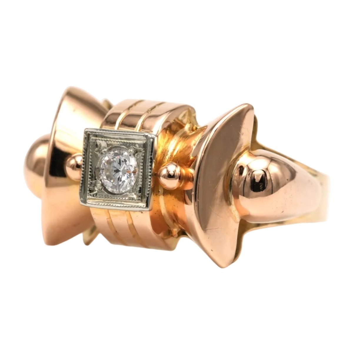 Bague Tank en or jaune et diamants - Castafiore