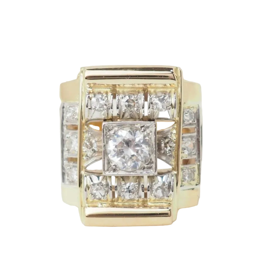 Bague Tank en or jaune et diamants - Castafiore