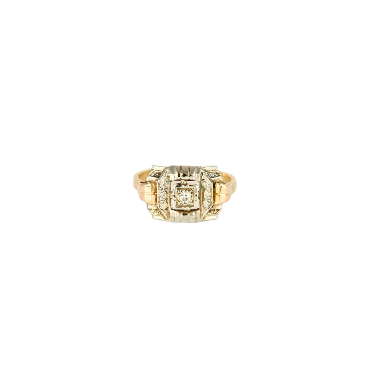 Bague Tank en or jaune et or blanc avec diamant - Castafiore