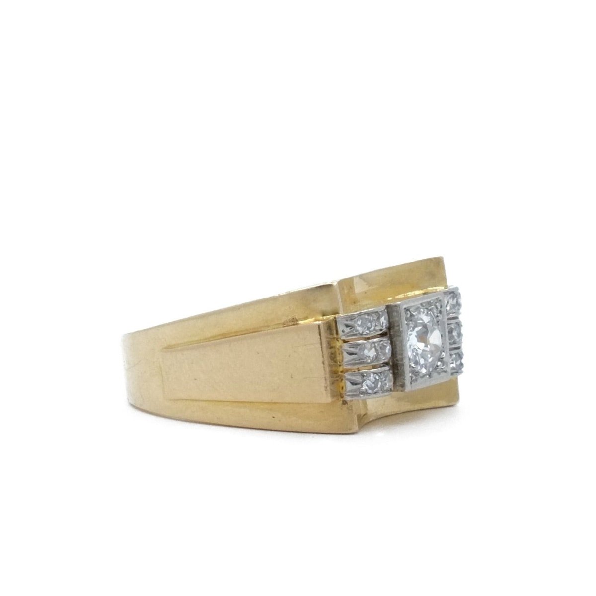 Bague tank en or jaune et platine - Castafiore