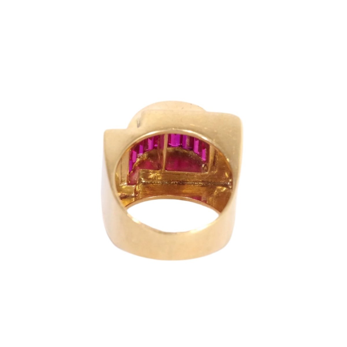 Bague Tank en or jaune et rubis - Castafiore