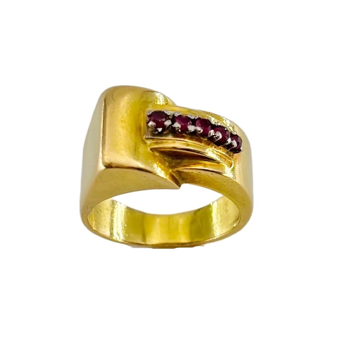 Bague Tank en or jaune et rubis - Castafiore