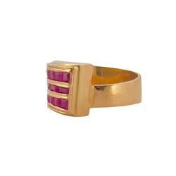 Bague Tank en or jaune et rubis - Castafiore