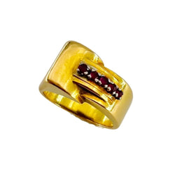Bague Tank en or jaune et rubis - Castafiore