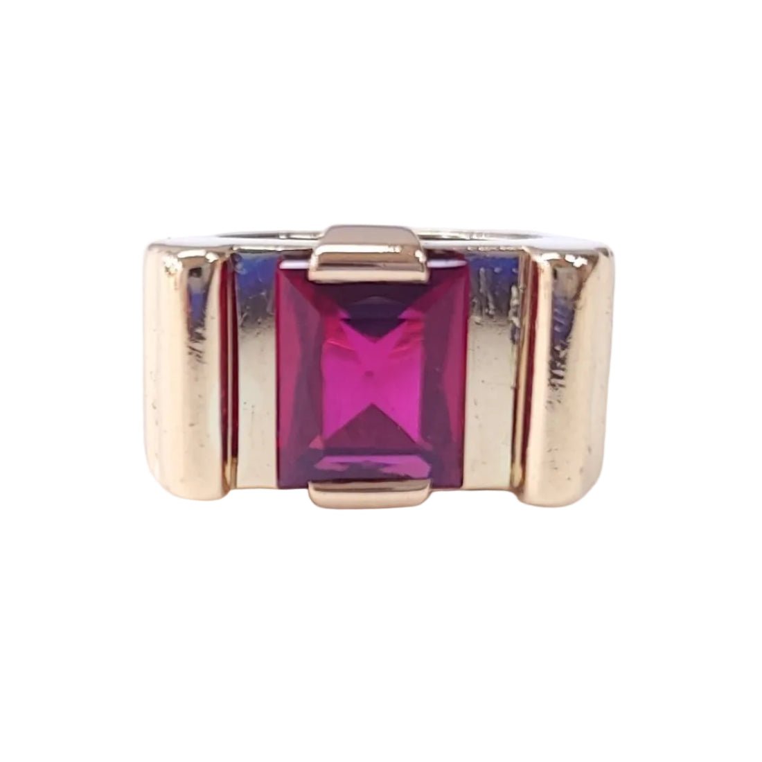 Bague Tank en or jaune et rubis - Castafiore