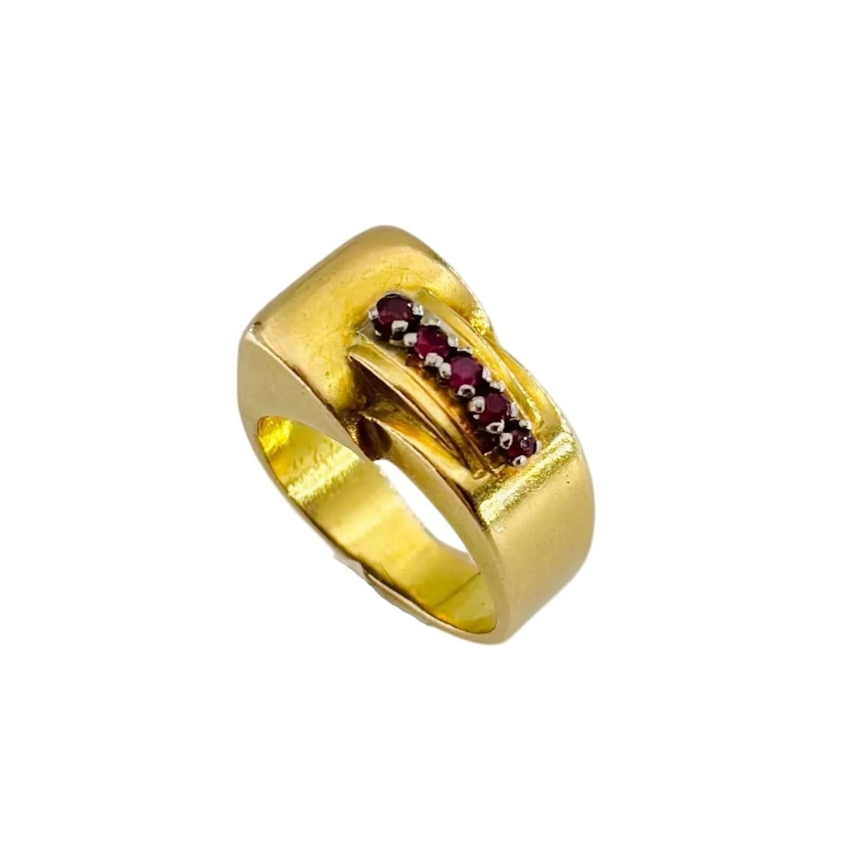 Bague Tank en or jaune et rubis - Castafiore