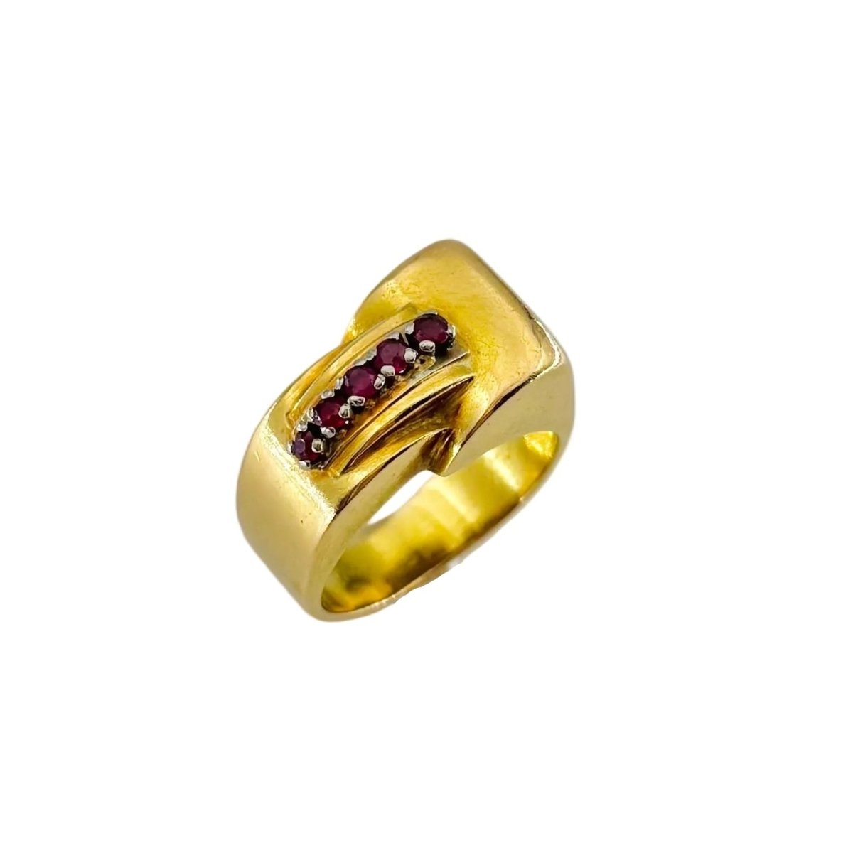 Bague Tank en or jaune et rubis - Castafiore