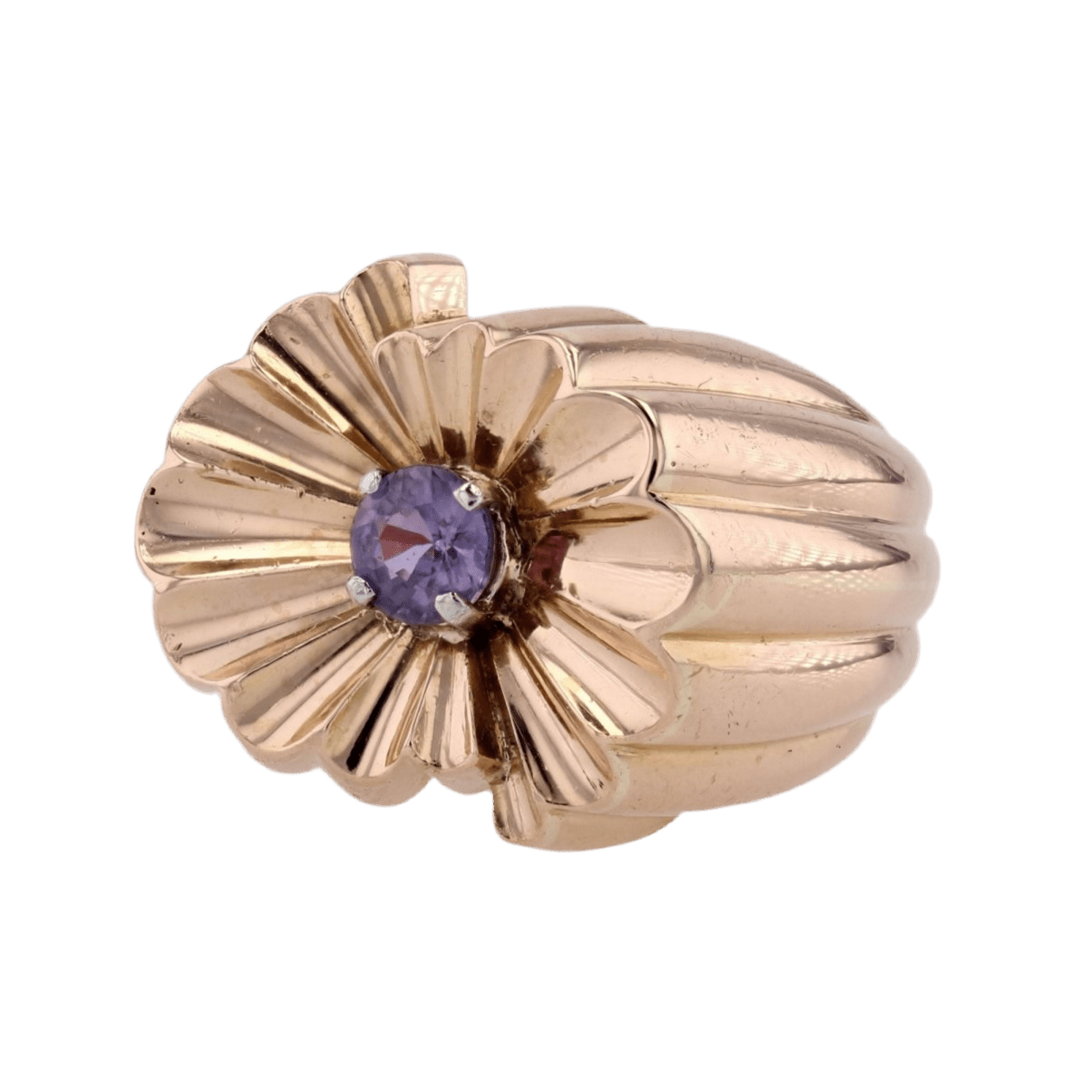 Bague Tank en or jaune et saphir - Castafiore