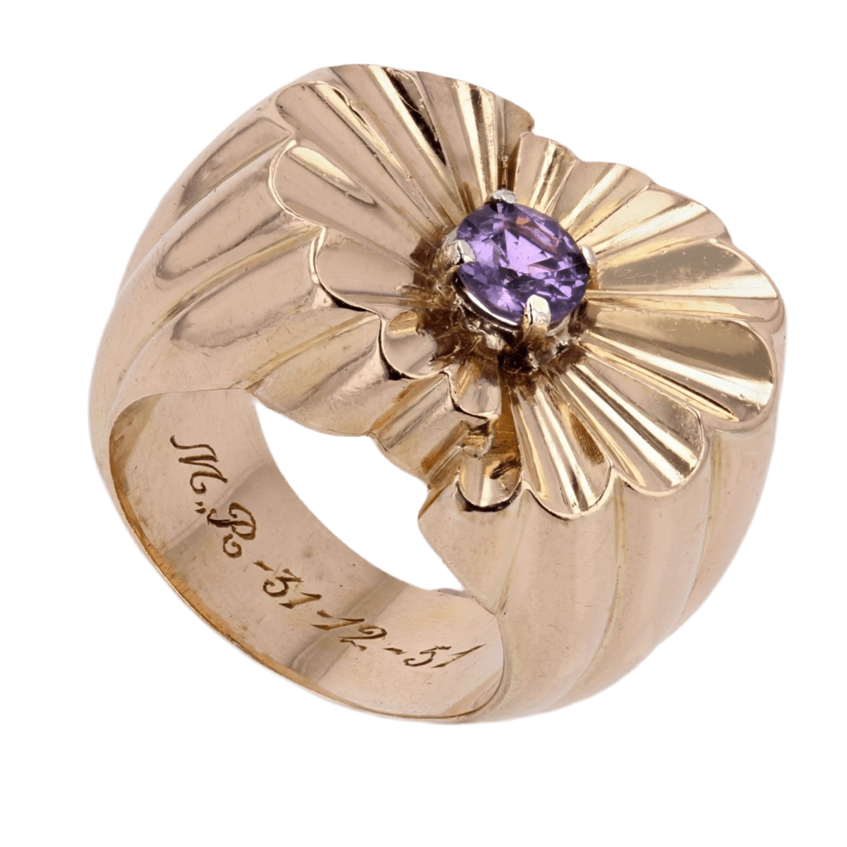 Bague Tank en or jaune et saphir - Castafiore