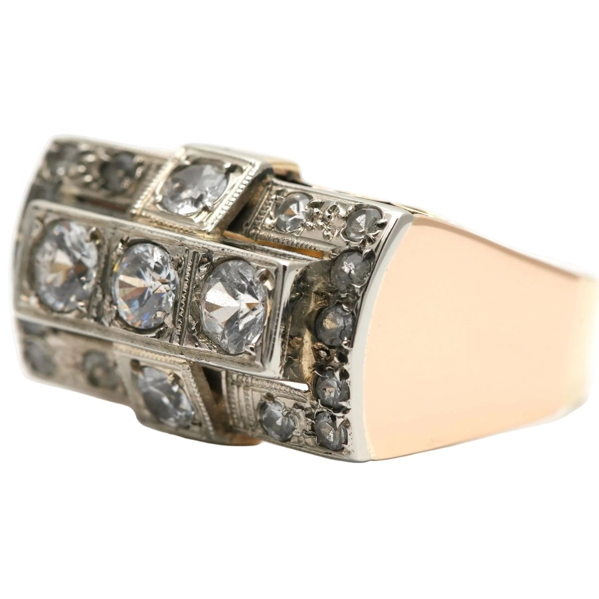 Bague Tank en or jaune et saphirs - Castafiore