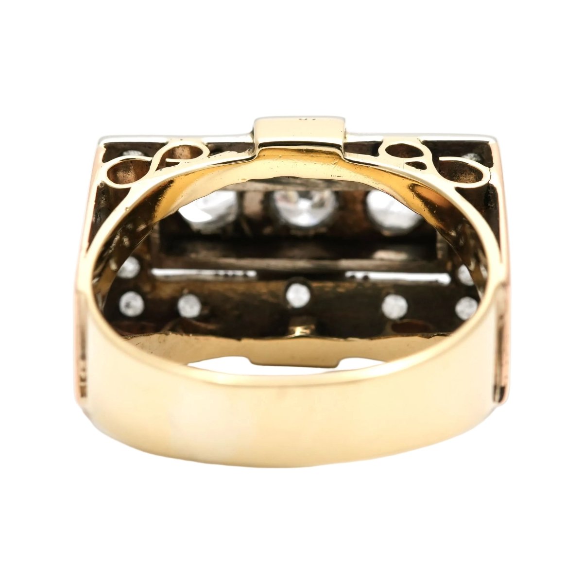 Bague Tank en or jaune et saphirs - Castafiore
