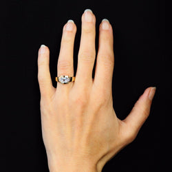 Bague Tank en or jaune, or blanc, aigue - marine et diamants - Castafiore