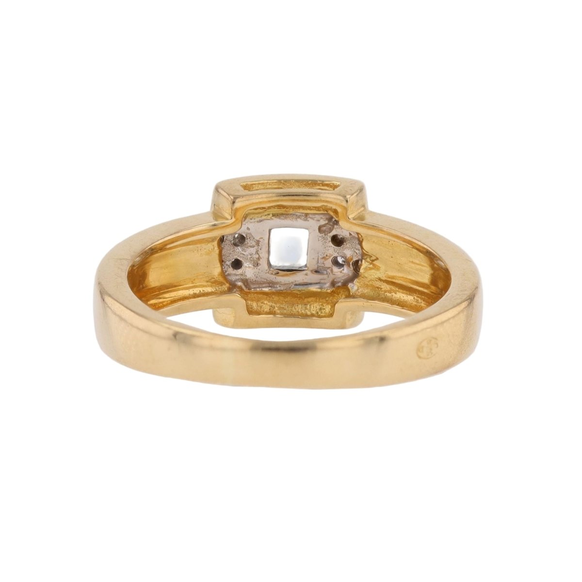 Bague Tank en or jaune, or blanc, aigue - marine et diamants - Castafiore