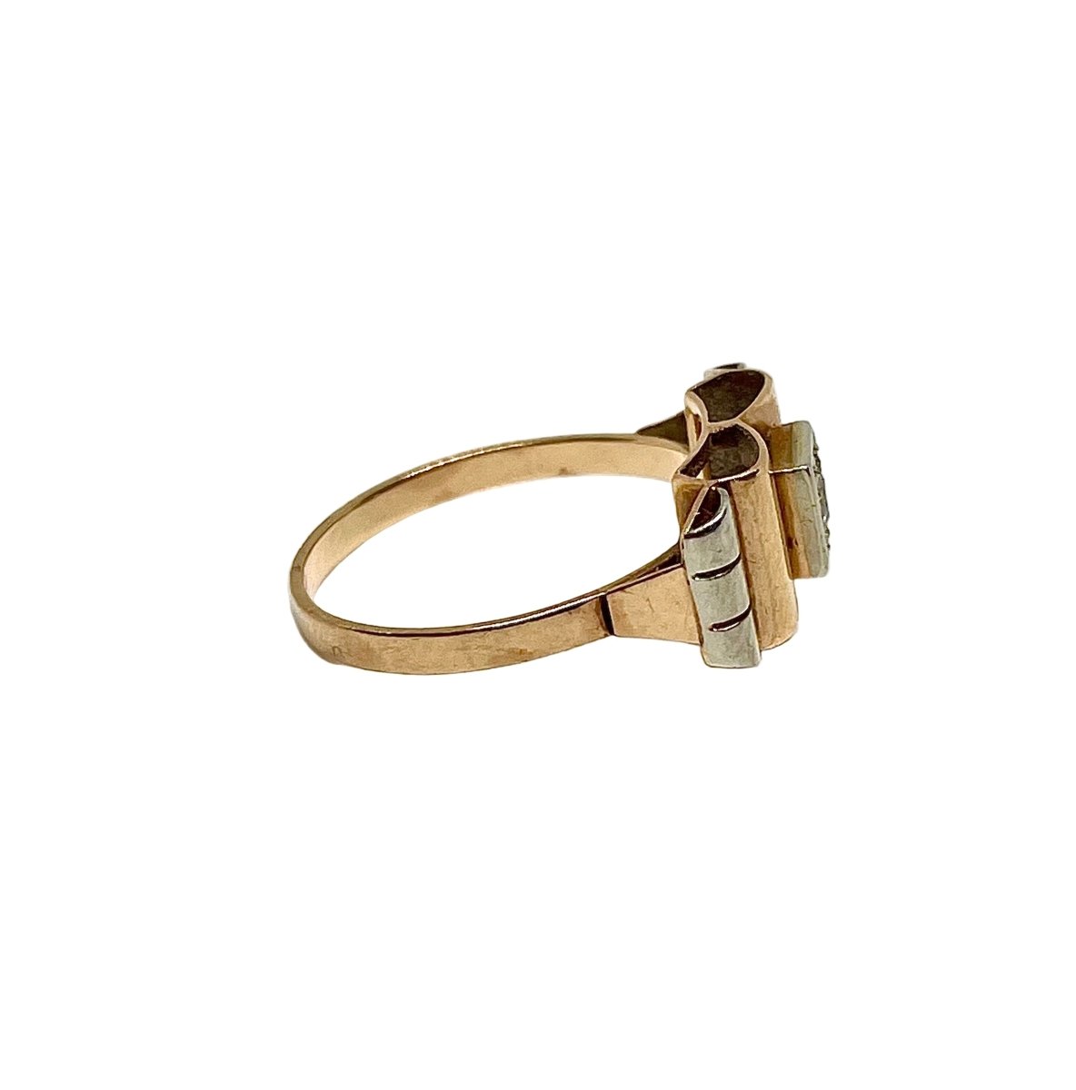 Bague Tank en or jaune, or blanc et diamants - Castafiore