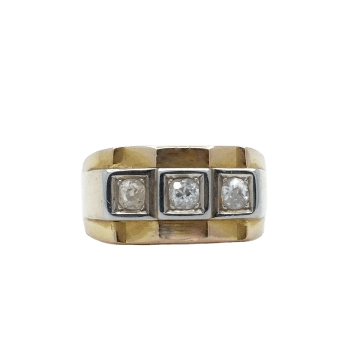 Bague Tank en or jaune, or blanc et diamants - Castafiore