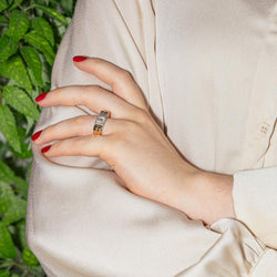 Bague Tank en or jaune, or blanc et diamants - Castafiore