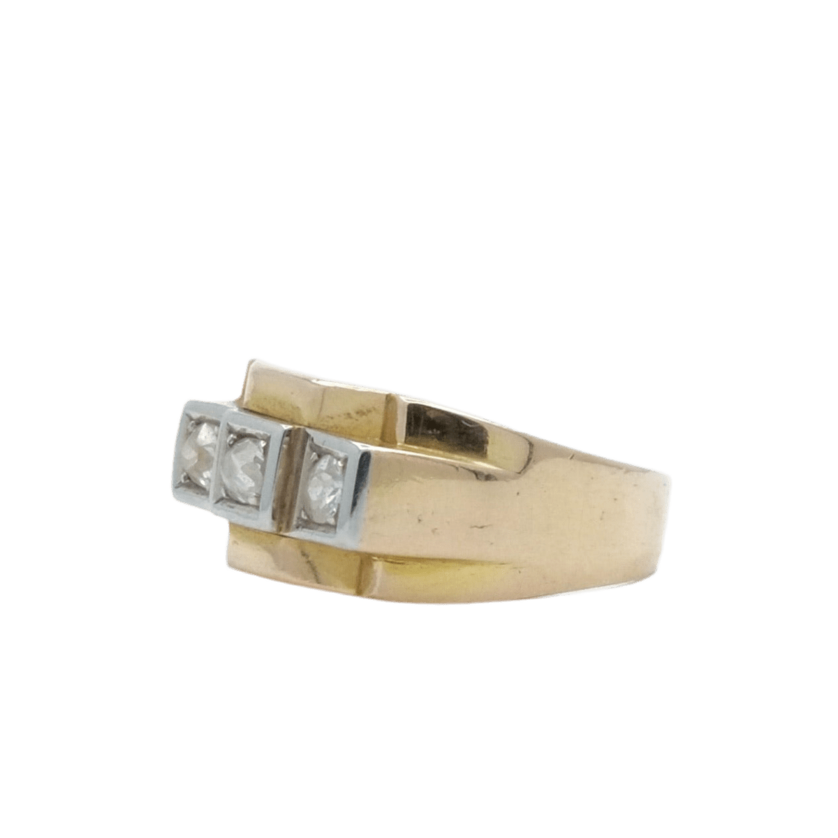 Bague Tank en or jaune, or blanc et diamants - Castafiore