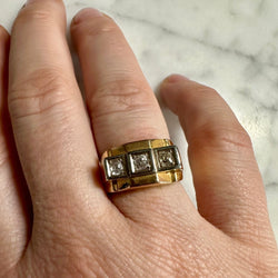 Bague Tank en or jaune, or blanc et diamants - Castafiore