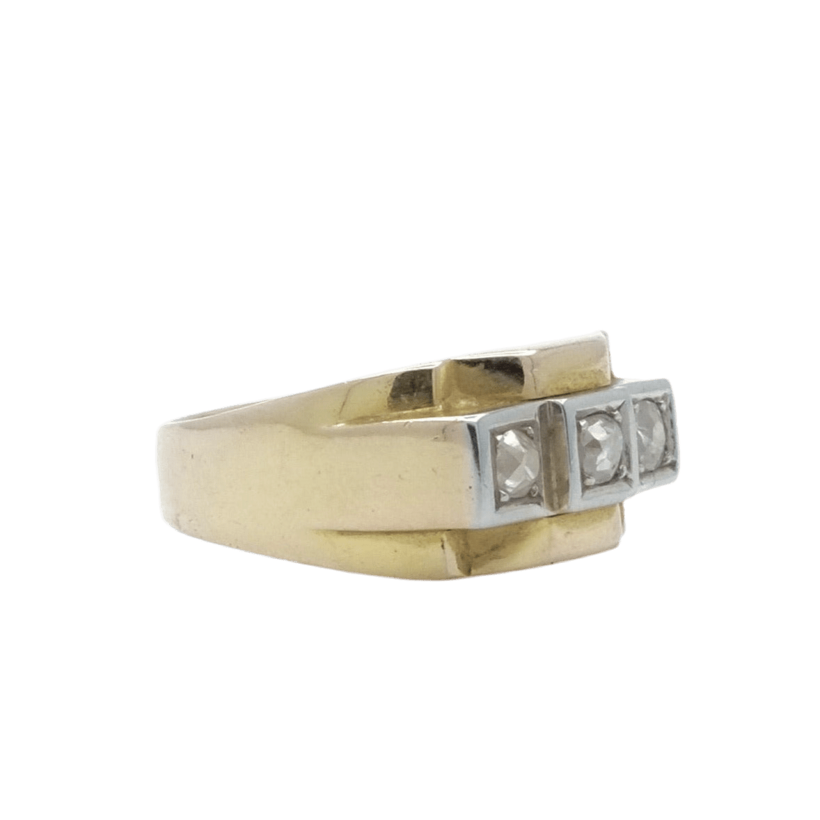 Bague Tank en or jaune, or blanc et diamants - Castafiore