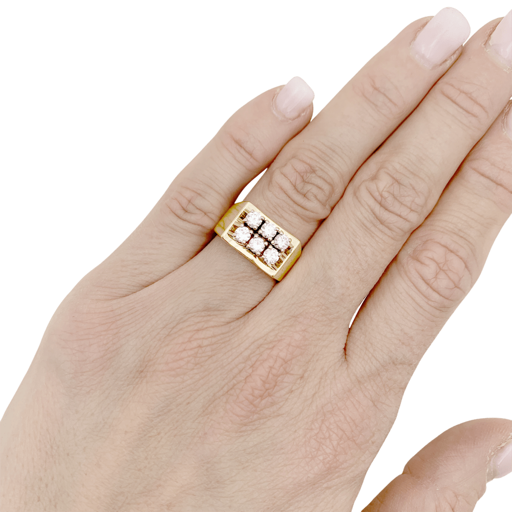 Bague Tank en or jaune, or blanc et diamants - Castafiore