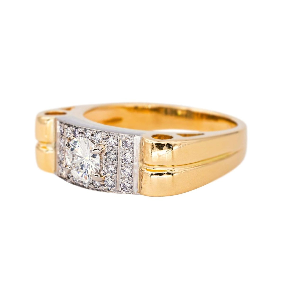 Bague Tank en or jaune, or blanc et diamants - Castafiore