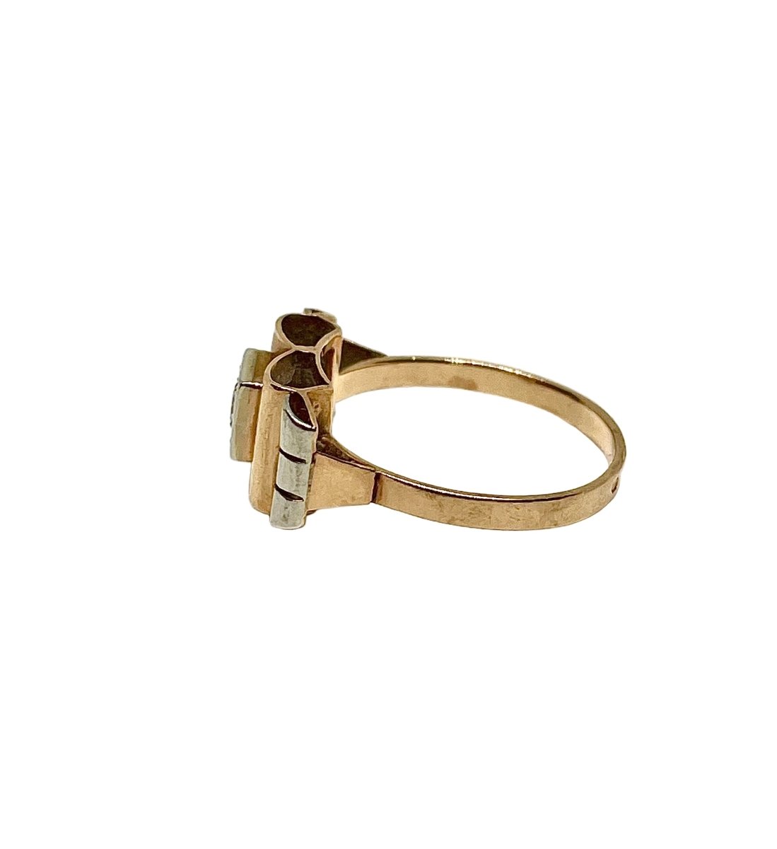 Bague Tank en or jaune, or blanc et diamants - Castafiore