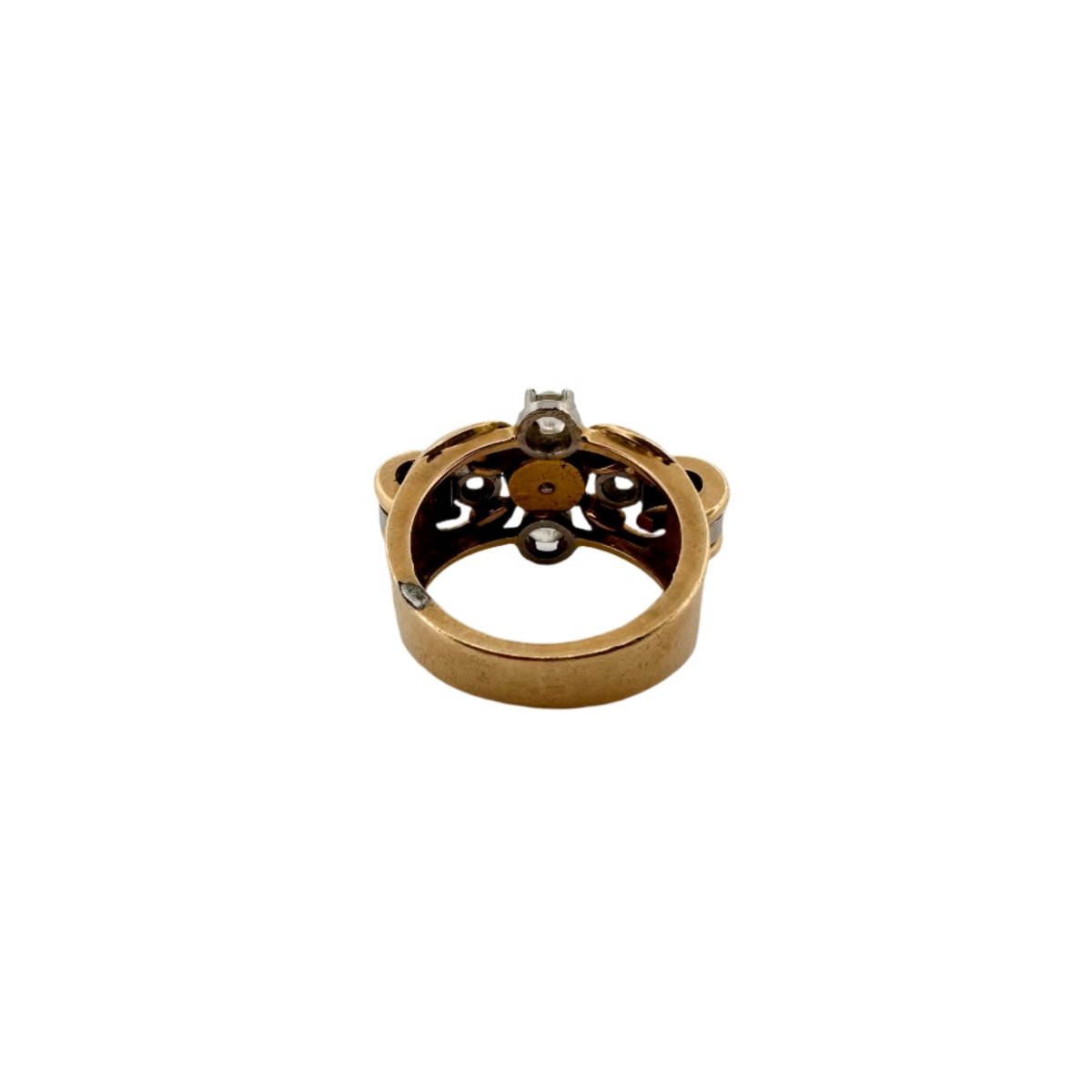 Bague Tank en or jaune, perle et diamants - Castafiore