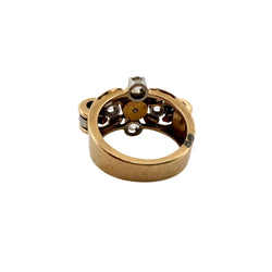 Bague Tank en or jaune, perle et diamants - Castafiore