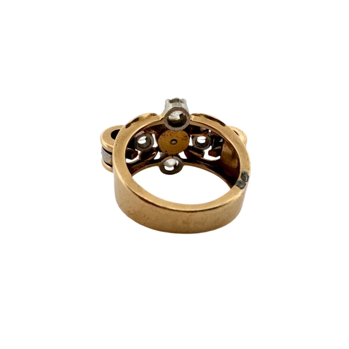 Bague Tank en or jaune, perle et diamants - Castafiore