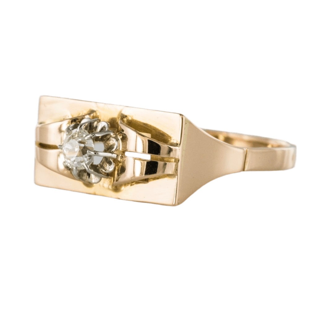 Bague Tank en or jaune, platine et diamant - Castafiore