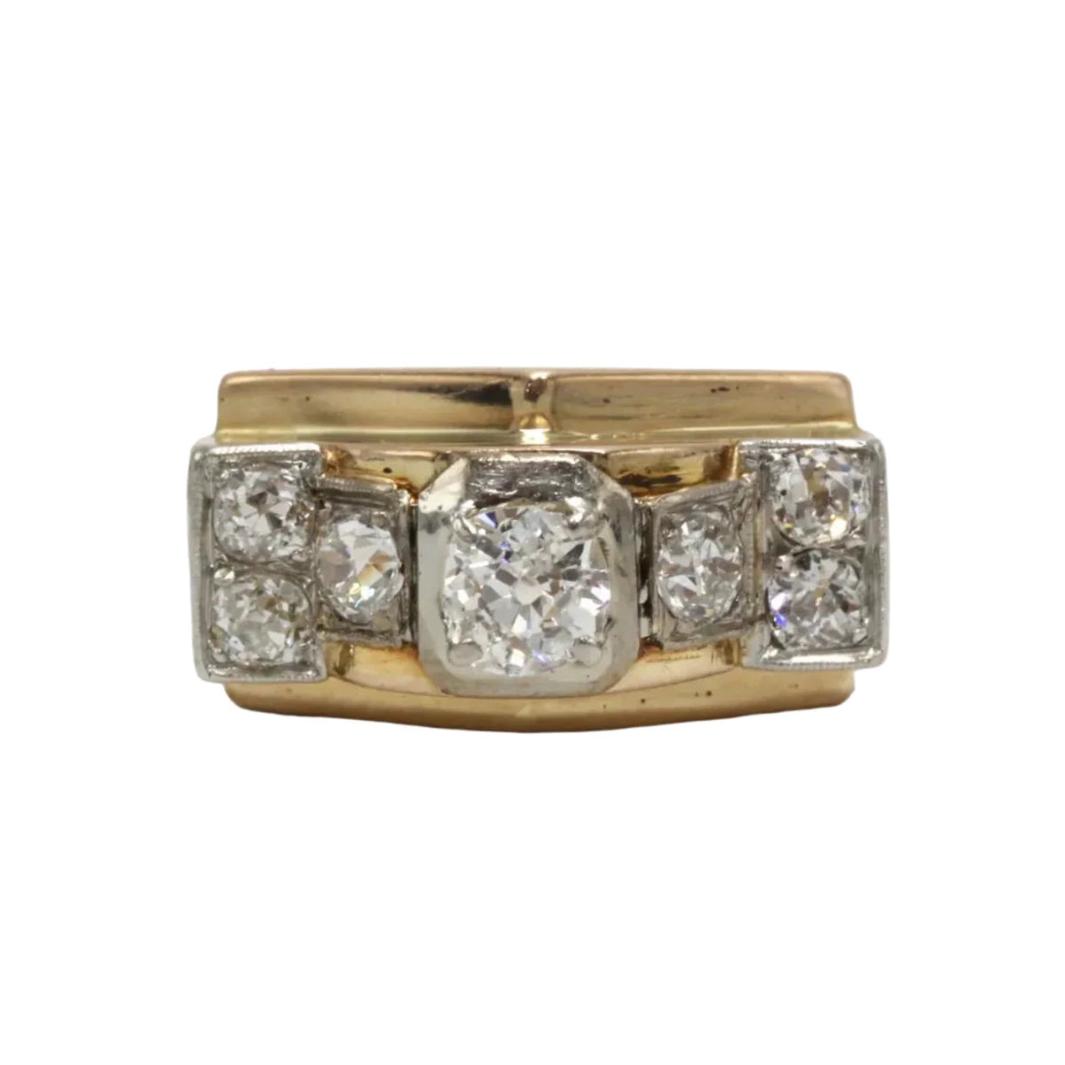 Bague Tank en or jaune, platine et diamants - Castafiore