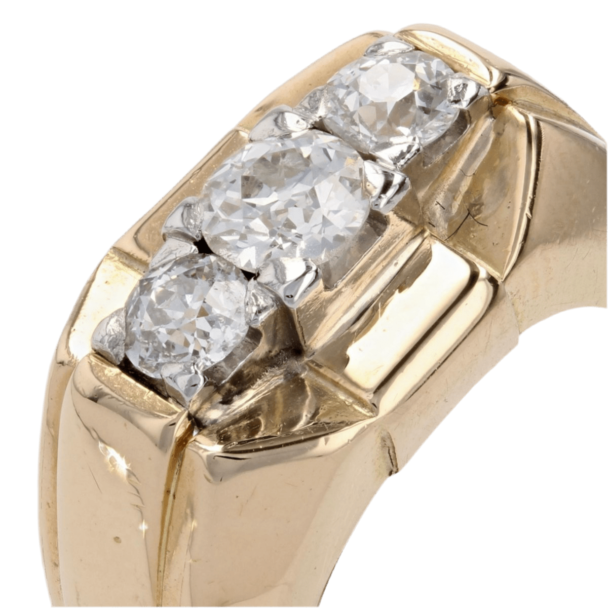 Bague Tank en or jaune, platine et diamants - Castafiore