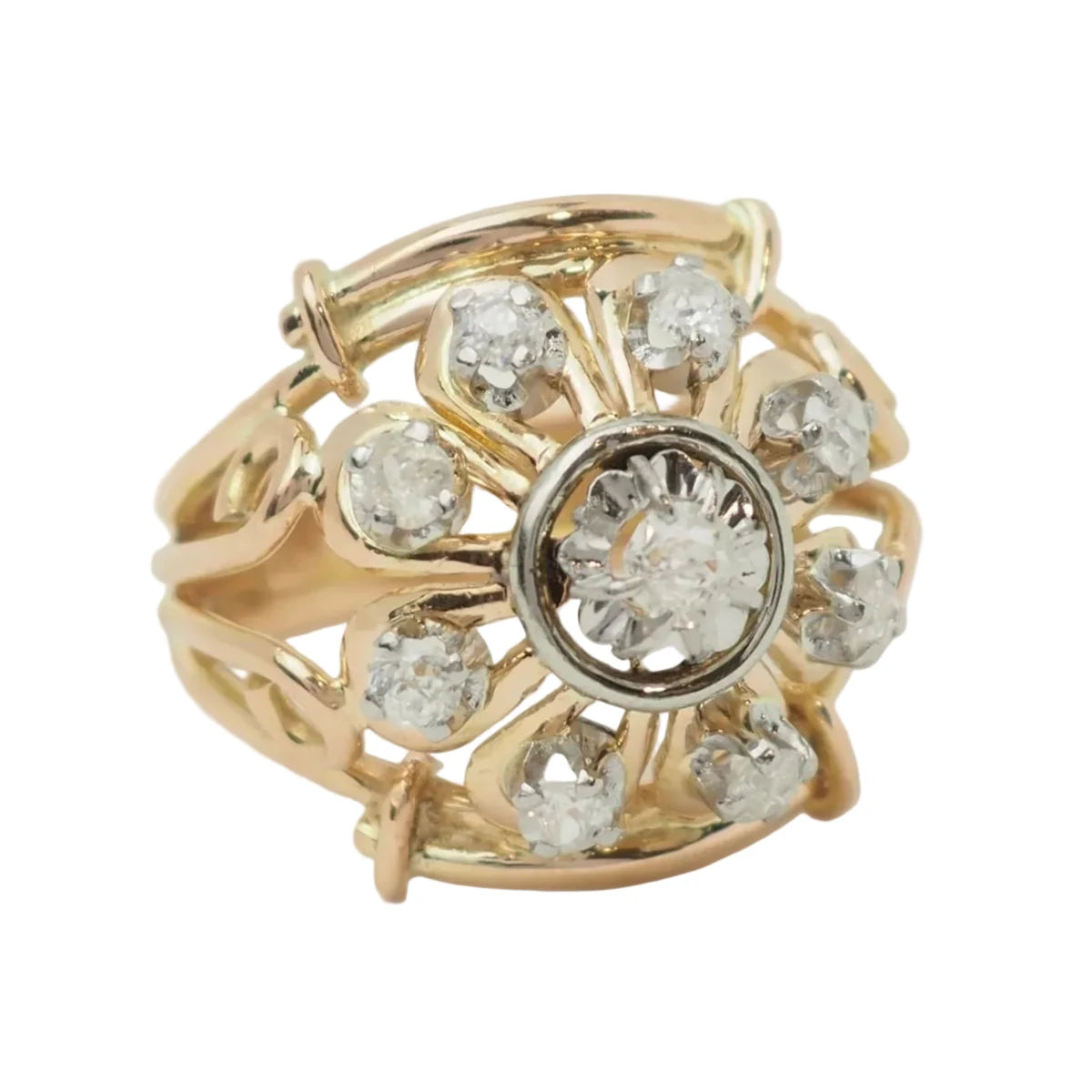 Bague Tank en or jaune, platine et diamants - Castafiore