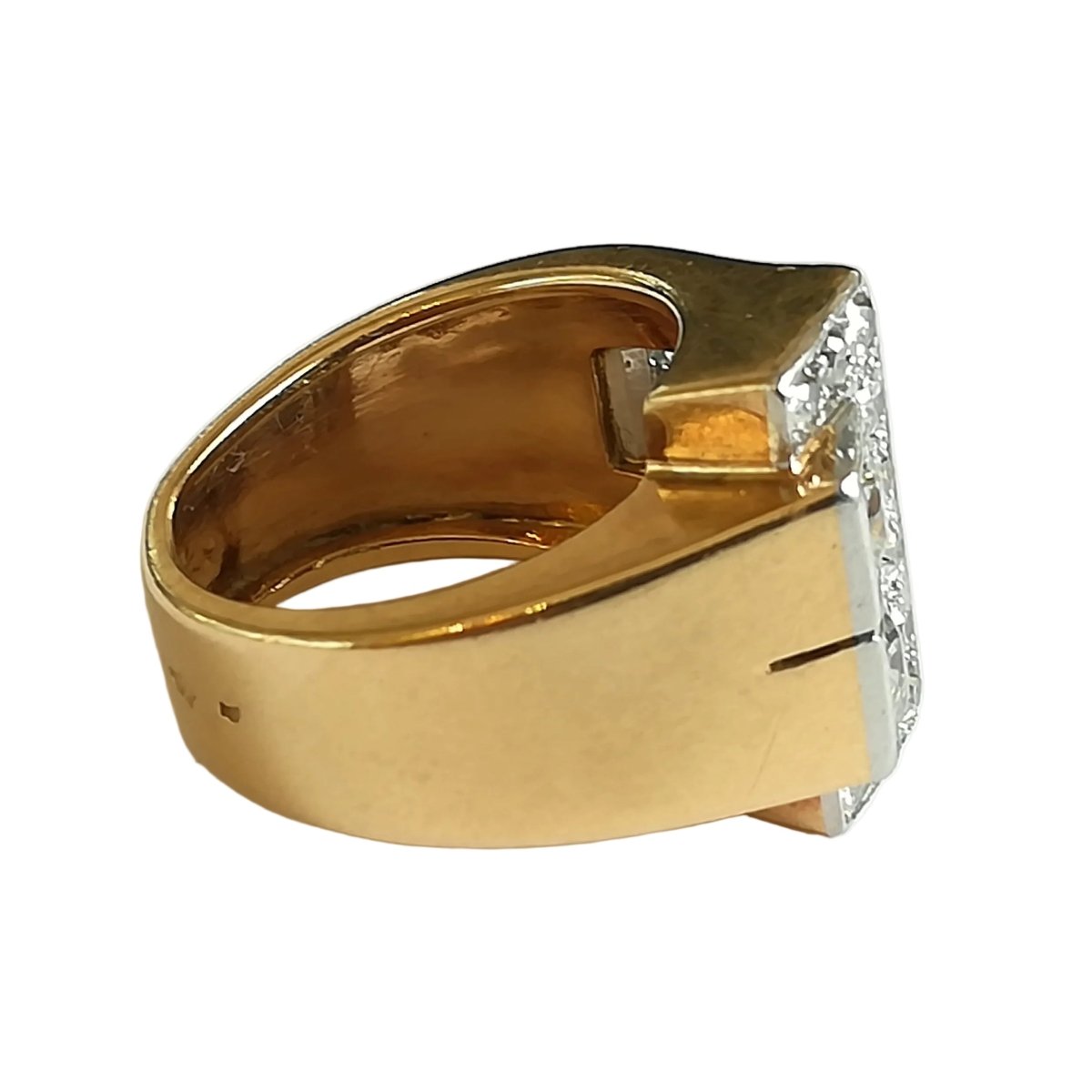 Bague Tank en or jaune, platine et diamants - Castafiore
