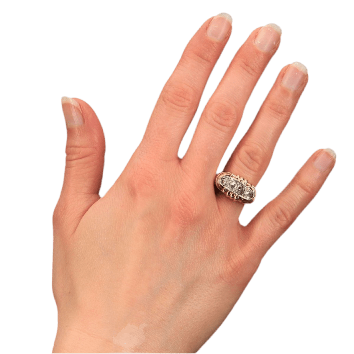 Bague Tank en or jaune, platine et diamants - Castafiore