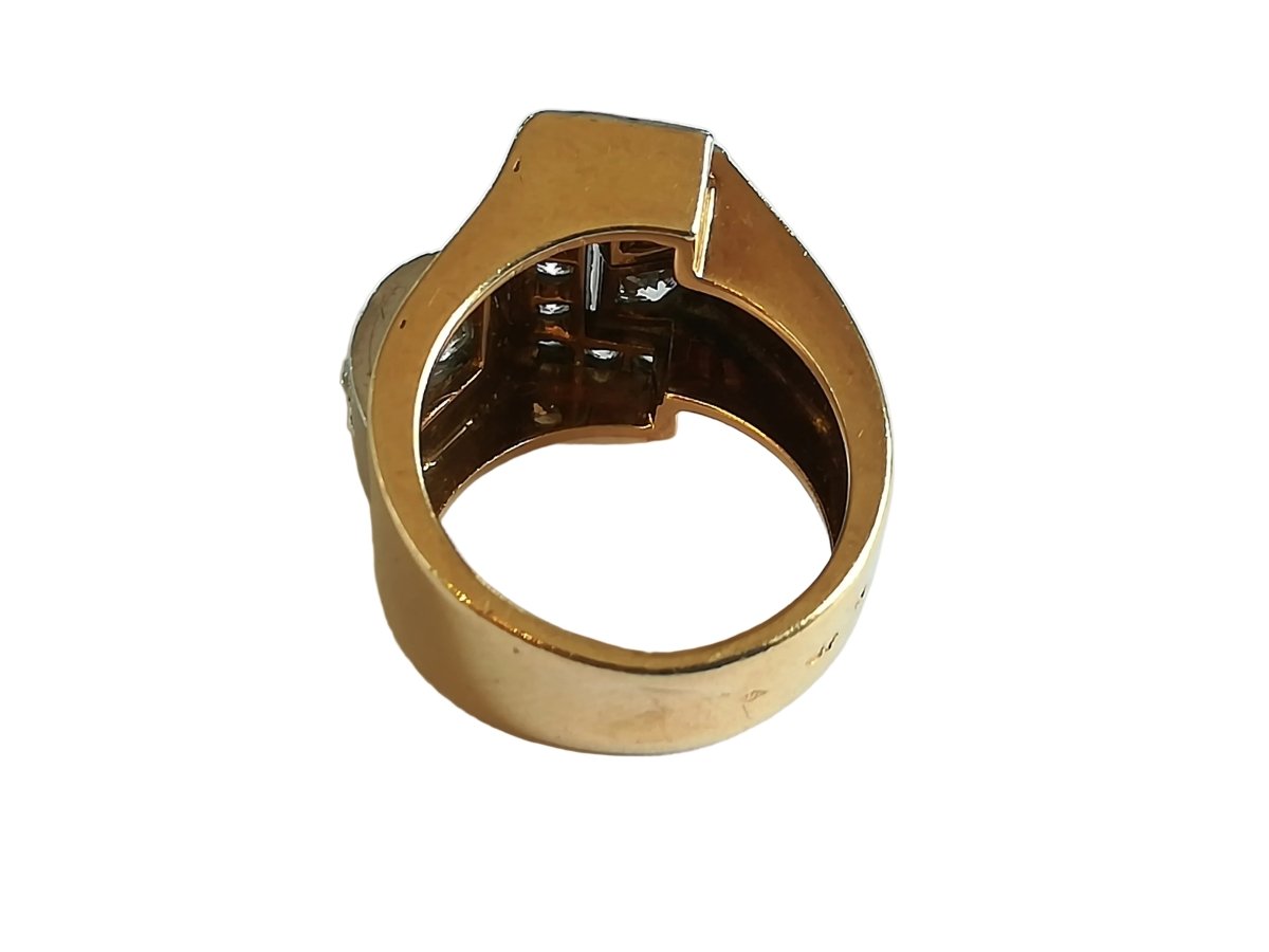 Bague Tank en or jaune, platine et diamants - Castafiore