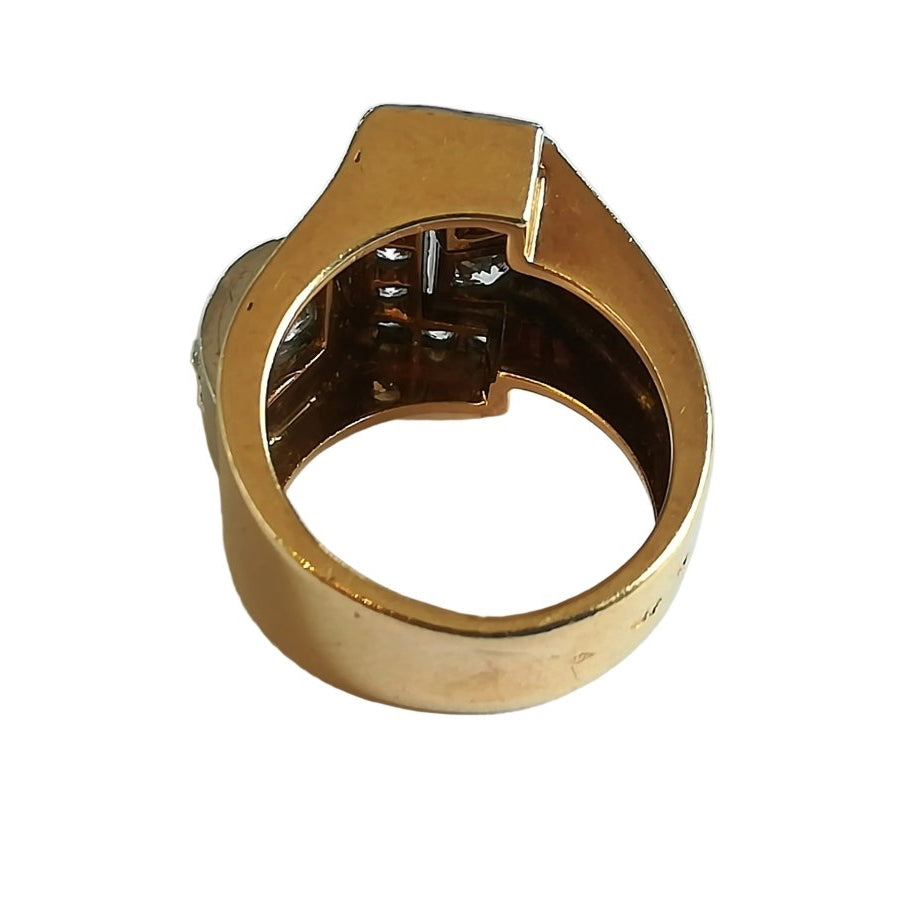 Bague Tank en or jaune, platine et diamants - Castafiore