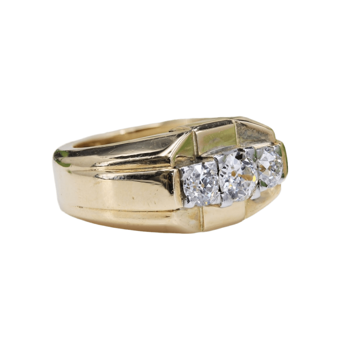 Bague Tank en or jaune, platine et diamants - Castafiore