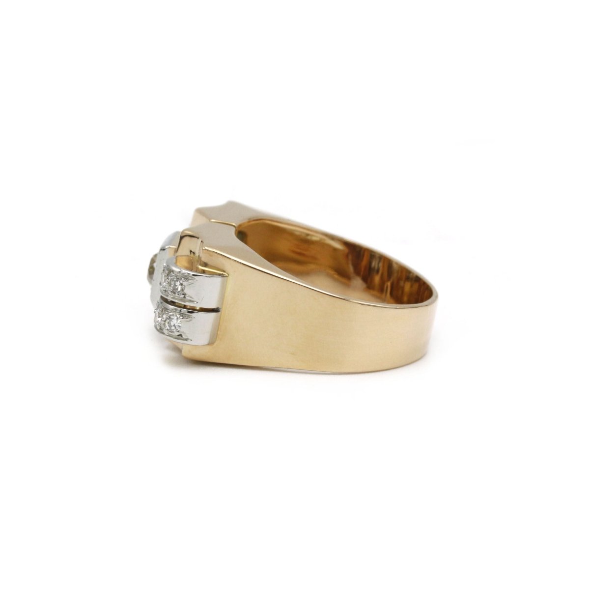 Bague Tank en or jaune, platine et diamants - Castafiore