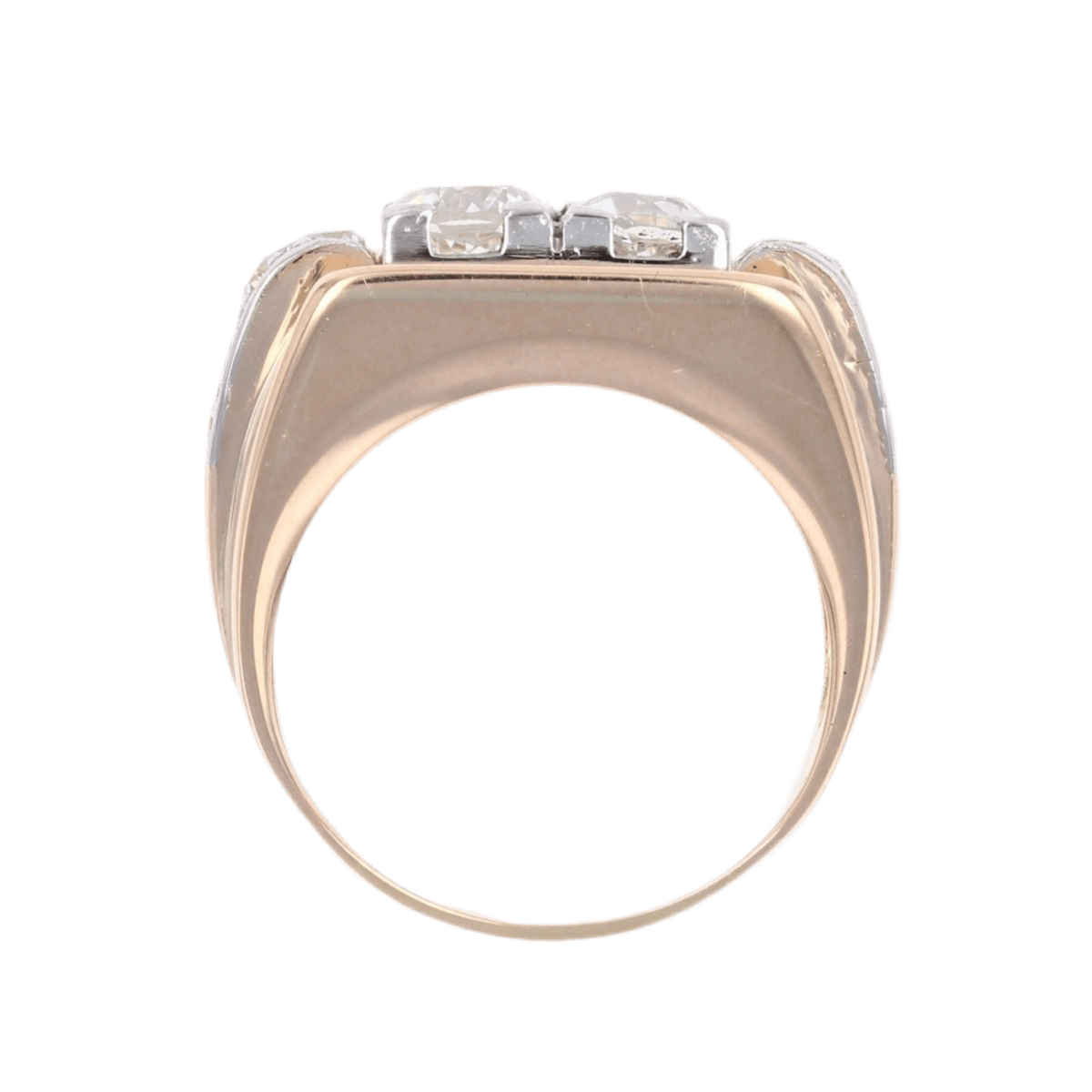 Bague Tank en or jaune, platine et diamants - Castafiore