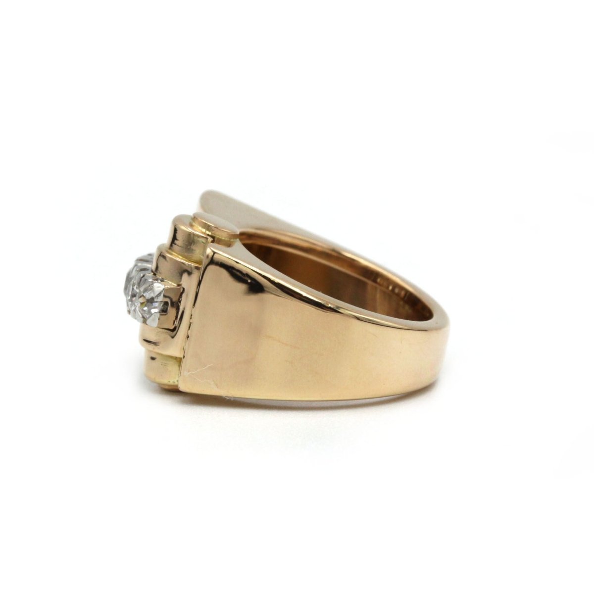 Bague Tank en or jaune, platine et diamants - Castafiore