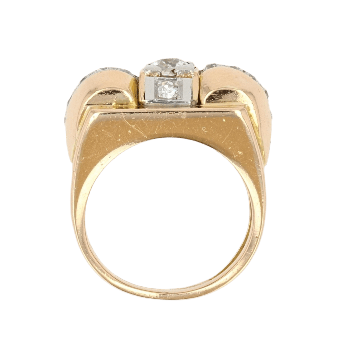 Bague Tank en or jaune, platine et diamants - Castafiore