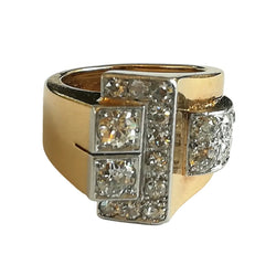 Bague Tank en or jaune, platine et diamants - Castafiore